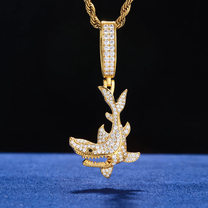 Moissanite Iced Shark Pendant - Different Drips