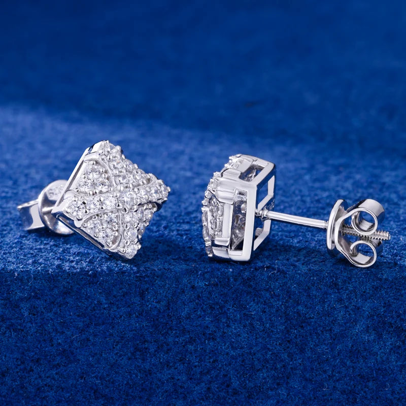925 Sterling Silver Iced Out Moissanite Cross Stud Earrings - Different Drips