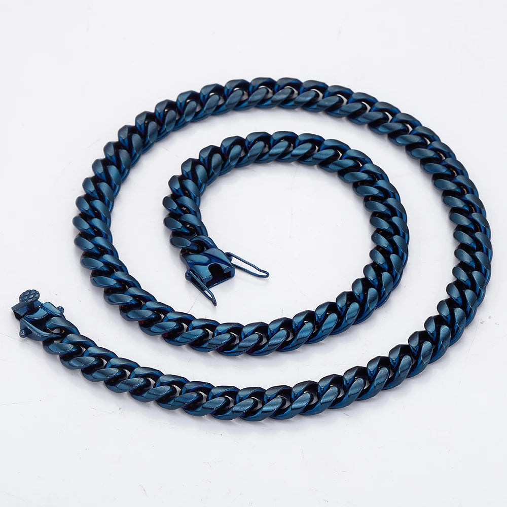 Dark Blue Miami Cuban Link Chain - Different Drips