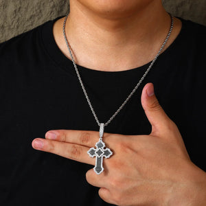 Black Pave Budded Cross Moissanite Pendant - Different Drips