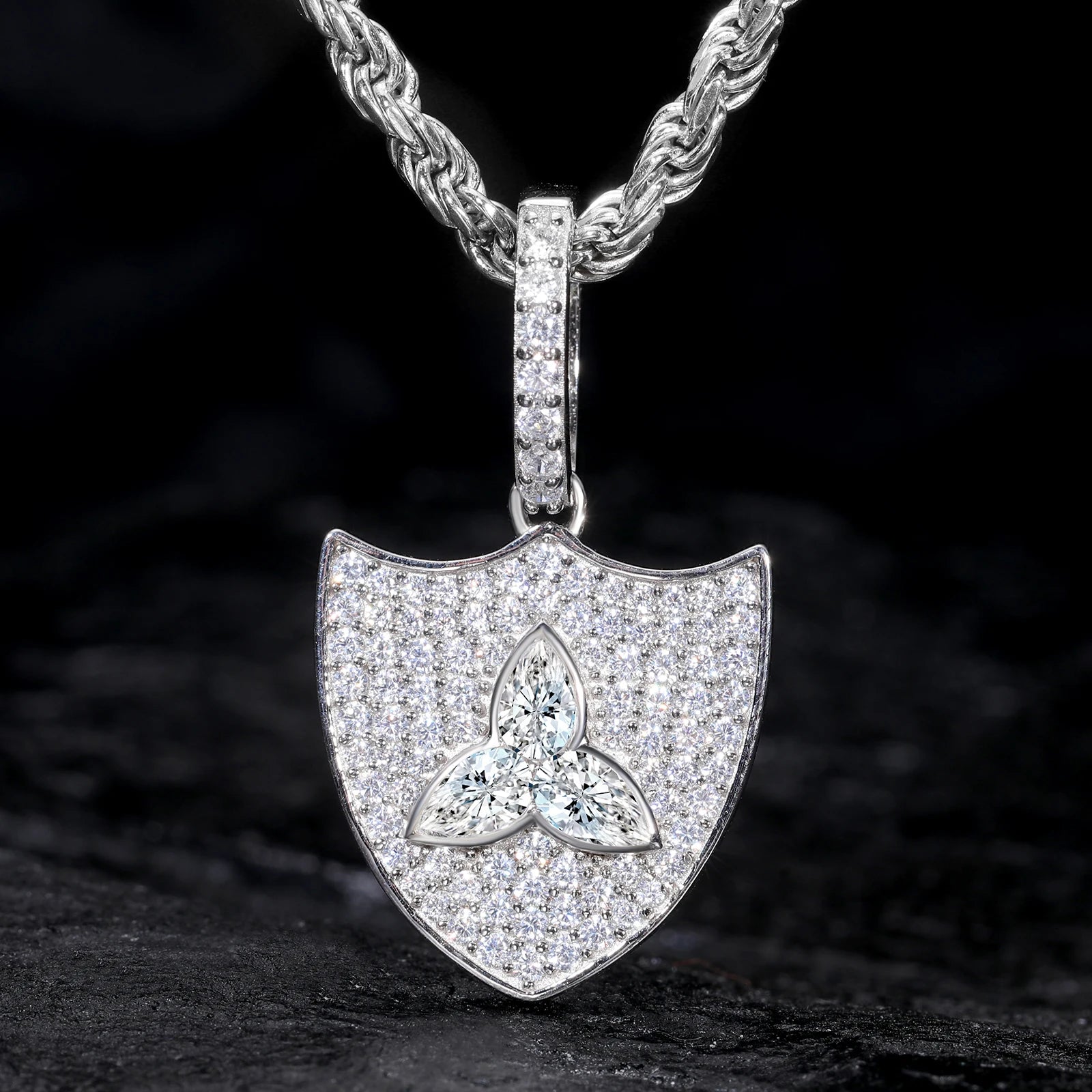 S925 Moissanite Shield Pendant - Different Drips