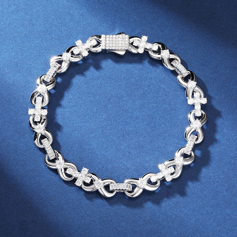 S925 Moissanite Infinity Cross Link Bracelet - Different Drips