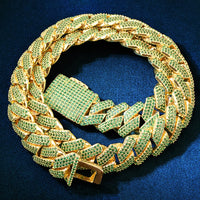 Thumbnail for 19mm Green Diamond Prong Cuban Link Chain - Different Drips