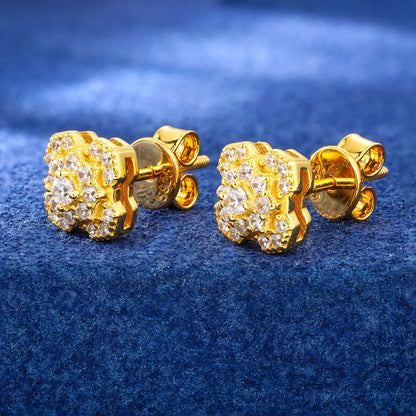 S925 Moissanite Snowburst Cluster Stud Earrings - Different Drips