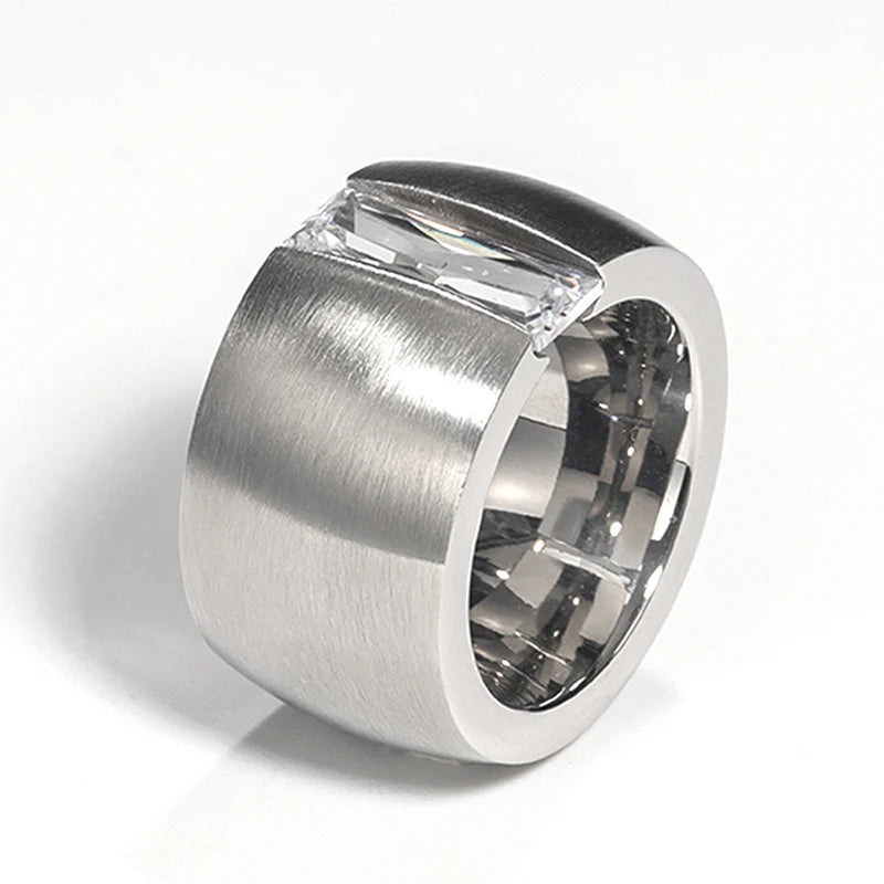 Round Cut Solitaire Wide Band Signet Ring - Different Drips