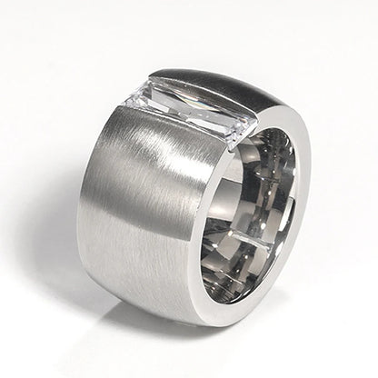 Round Cut Solitaire Wide Band Signet Ring - Different Drips