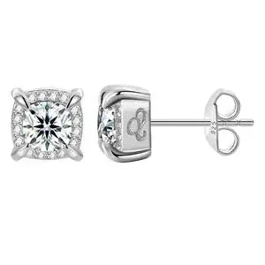 8mm S925 Moissanite Diamond Cushion Cut Earrings - Different Drips