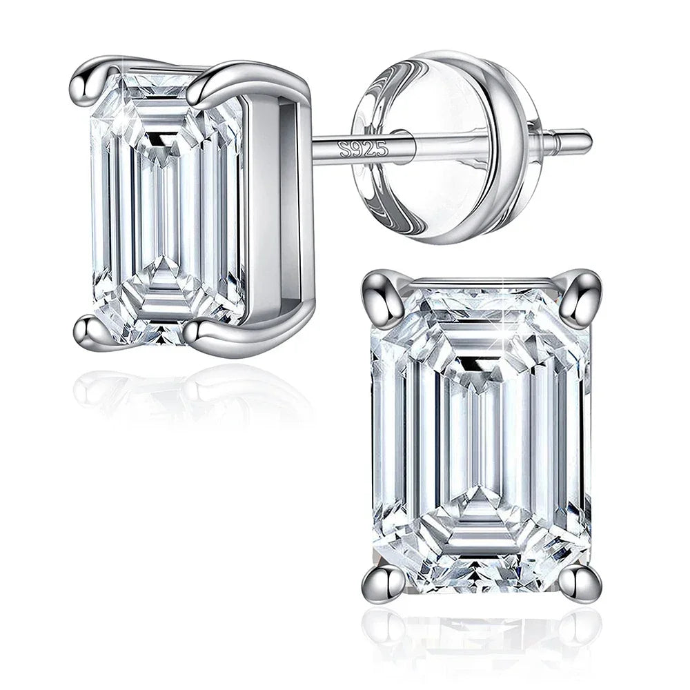 Women's S925 Radiant / Emerald Cut Moissanite Stud Earrings - Different Drips