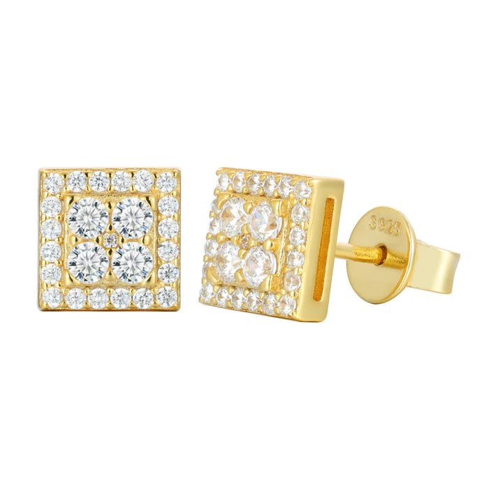 S925 Moissanite Square Stud Earrings - Different Drips