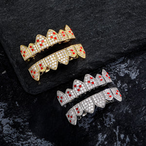 Iced Out Red Heart Enamel Grillz - Different Drips