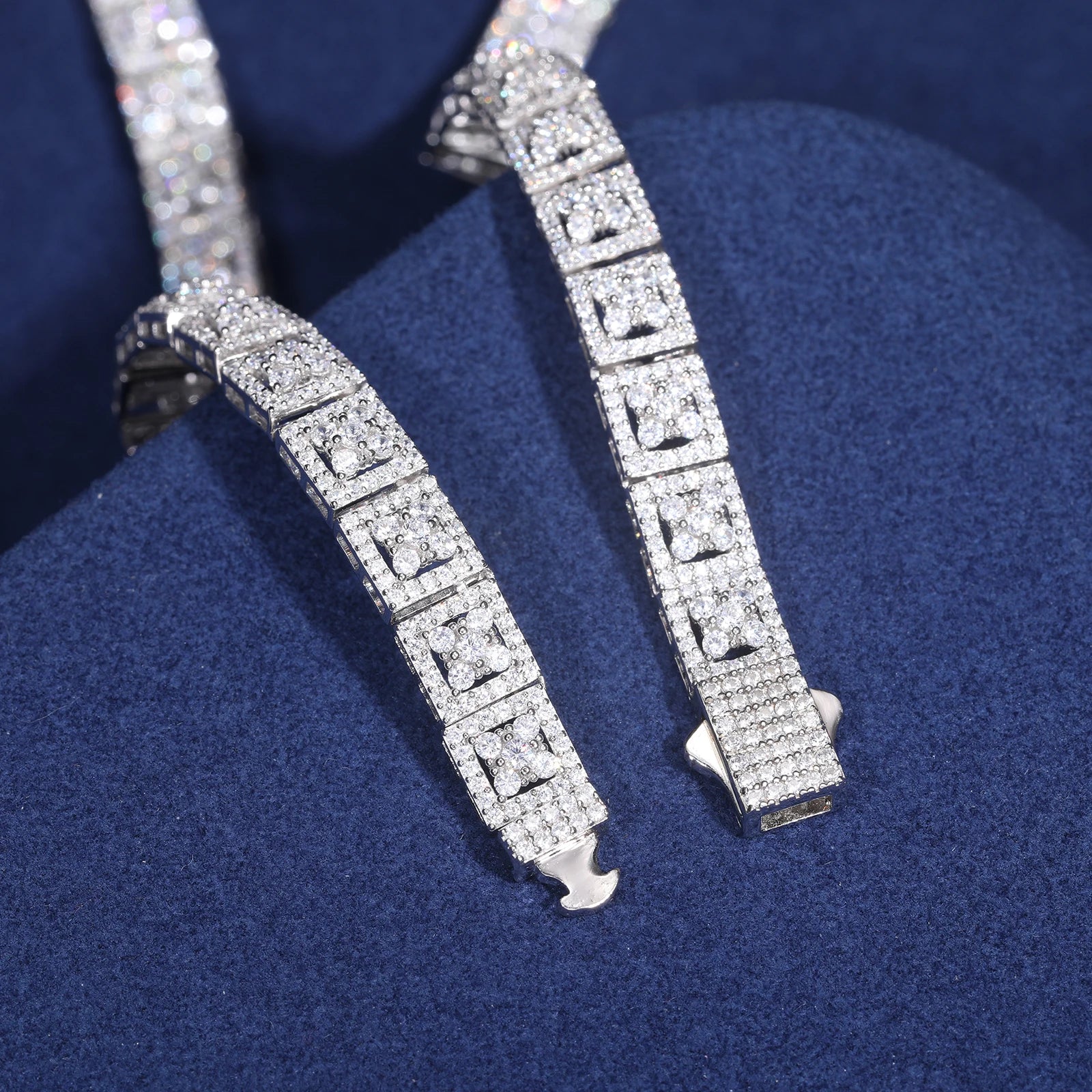 8mm S925 Moissanite Crossed Out Box Link Chain - Different Drips