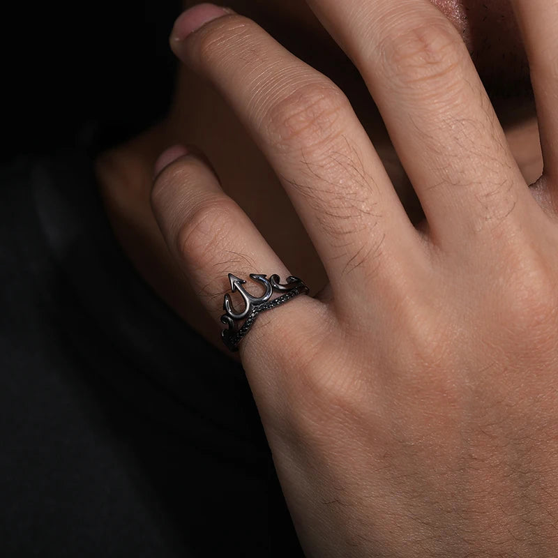 S925 Black Moissanite Crown Ring - Different Drips