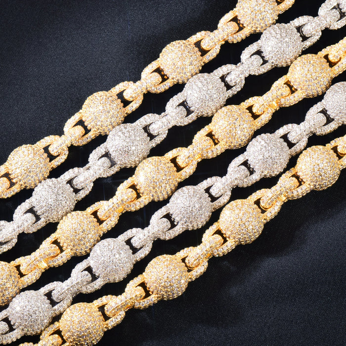 10mm Iced Ball Rolo Link Bracelet - Different Drips