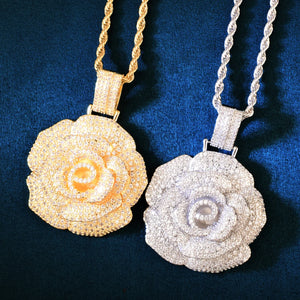 Iced Out Rose Pendant - Different Drips