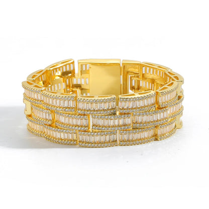 Iced Out Wide Baguette Multi Row Bracelet - Different Drips
