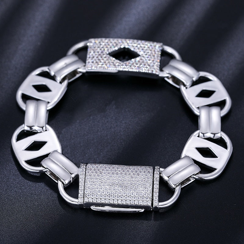 15mm S925 Moissanite Card Link Bracelet - Different Drips