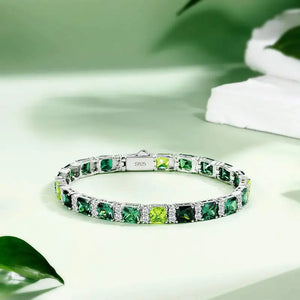 Ombre Green Princess-Cut Moissanite Tennis Bracelet - Different Drips