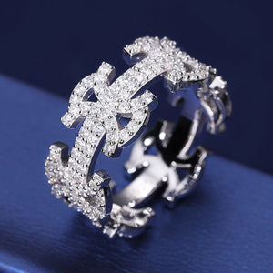 S925 Moissanite Byzantine Link Eternity Ring - Different Drips