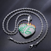 Thumbnail for S925 Moissanite Glow In The Dark Flame Skull Heart Pendant - Different Drips