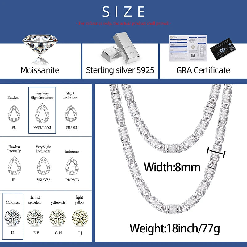 S925 Moissanite Rolled Barb Wire Chain - Different Drips