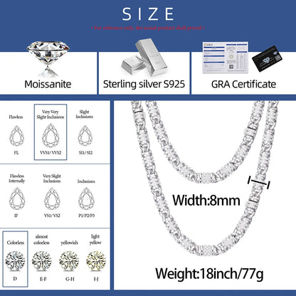 S925 Moissanite Rolled Barb Wire Chain - Different Drips