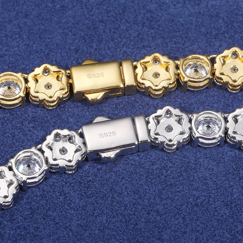 S925 Moissanite Honeycomb Cluster Chain - Different Drips