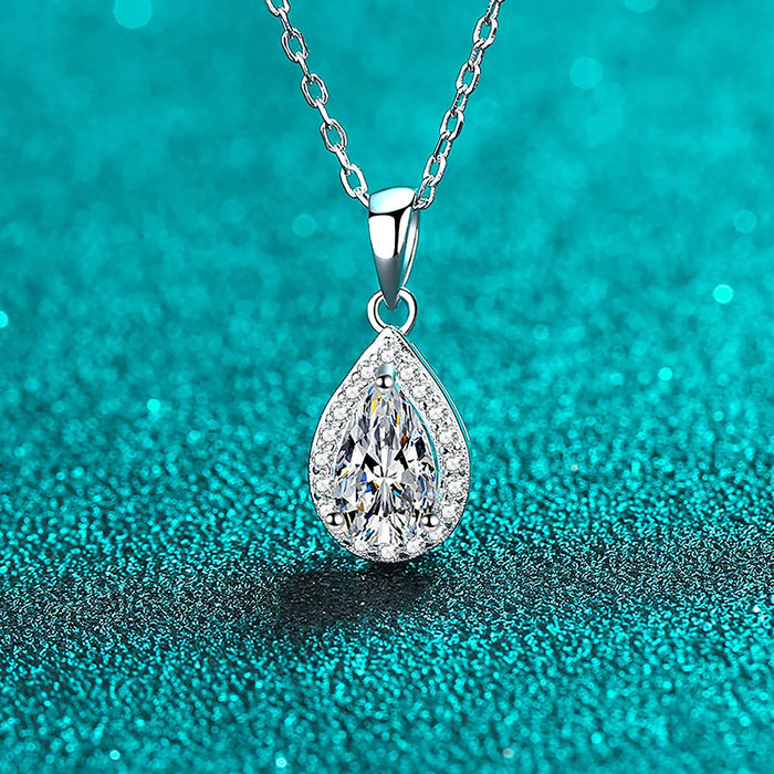 Women's S925 Pear Cut Moissanite Pendant - Different Drips