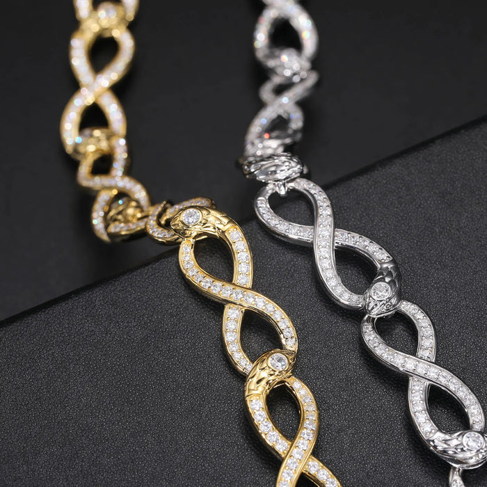S925 Moissanite Diamond Slim Infinity Link Bracelet - Different Drips