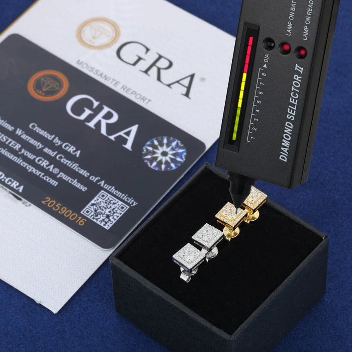 S925 Moissanite Square Stud Earrings - Different Drips