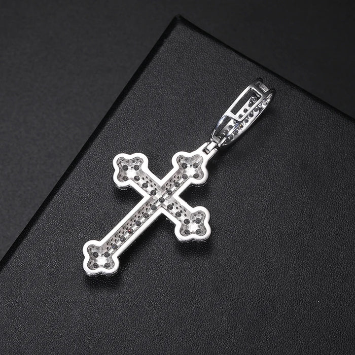 S925 Moissanite Round-Tipped Cross Pendant - Different Drips