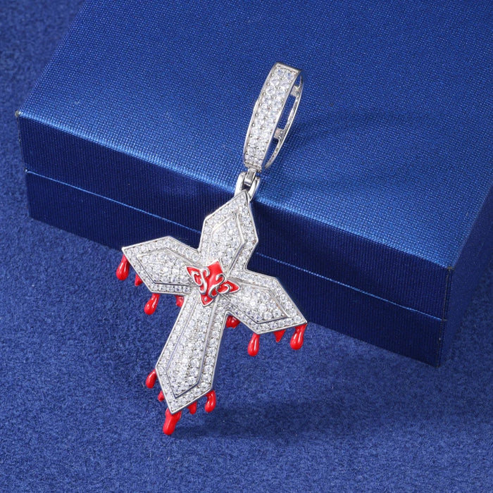 S925 Moissanite Dripping Cross Pendant - Different Drips