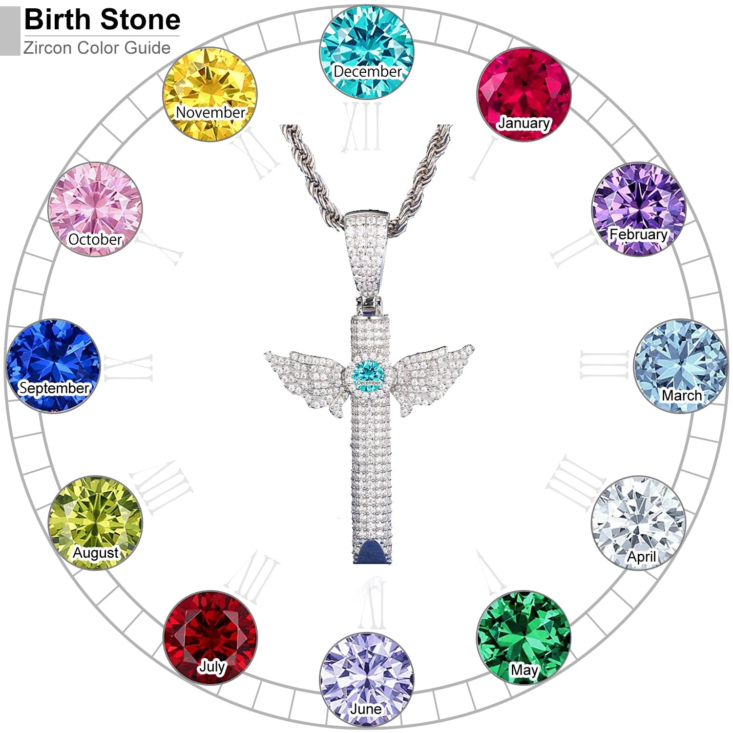 S925 Birth Stone Moissanite Winged Whistle Pendant - Different Drips