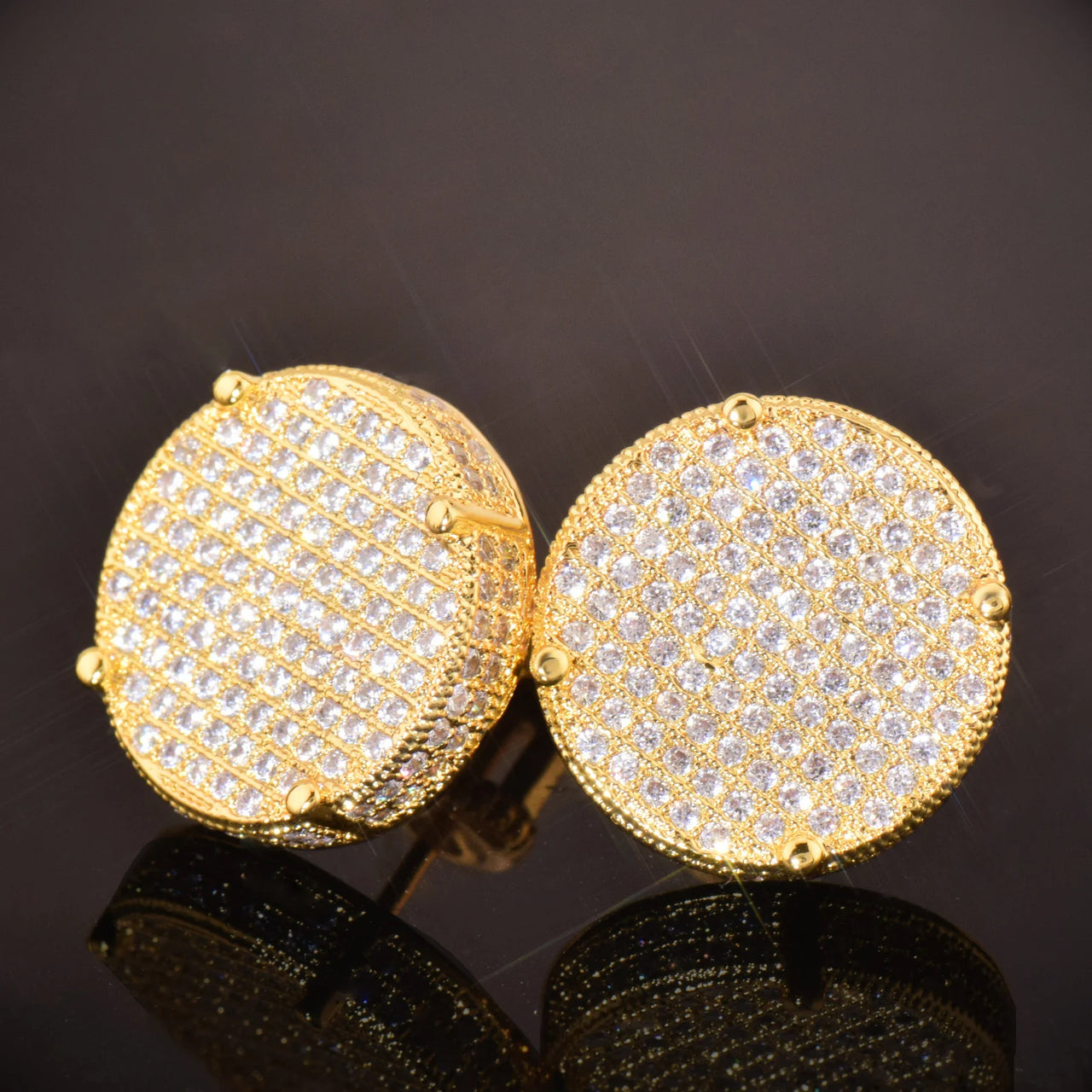 14mm Big Round Cut Pave Earrings - Different Drips