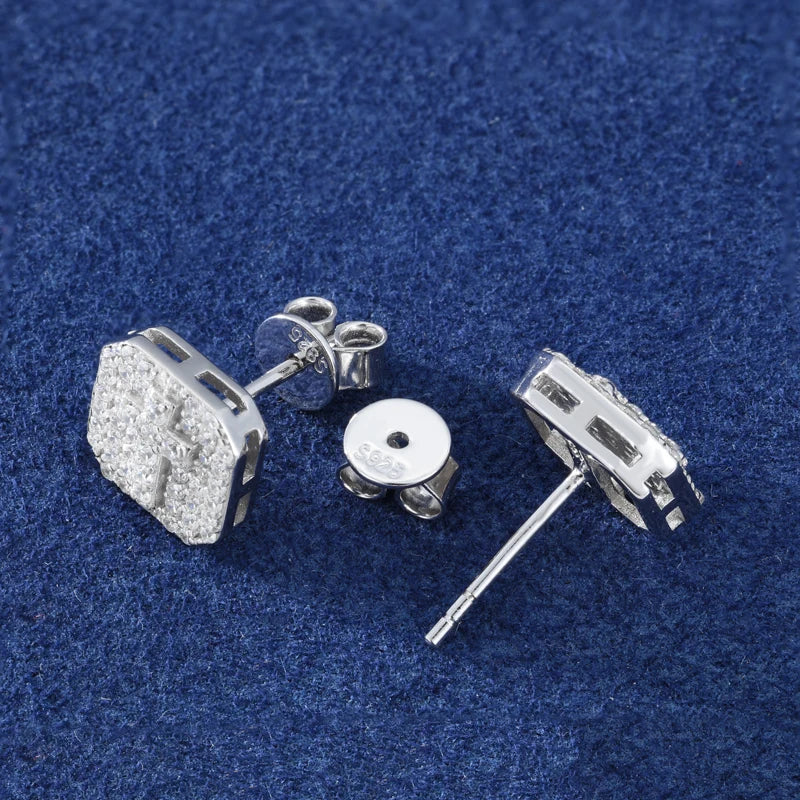 S925 Moissanite Diamond Cross Stud Earrings - Different Drips