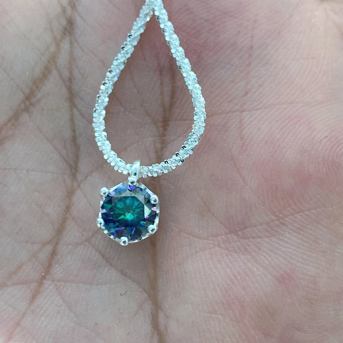 Women's S925 Colored Round Cut Moissanite Diamond Pendant - Different Drips