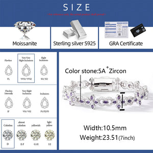 S925 Moissanite Purple Floral Tennis Bracelet - Different Drips