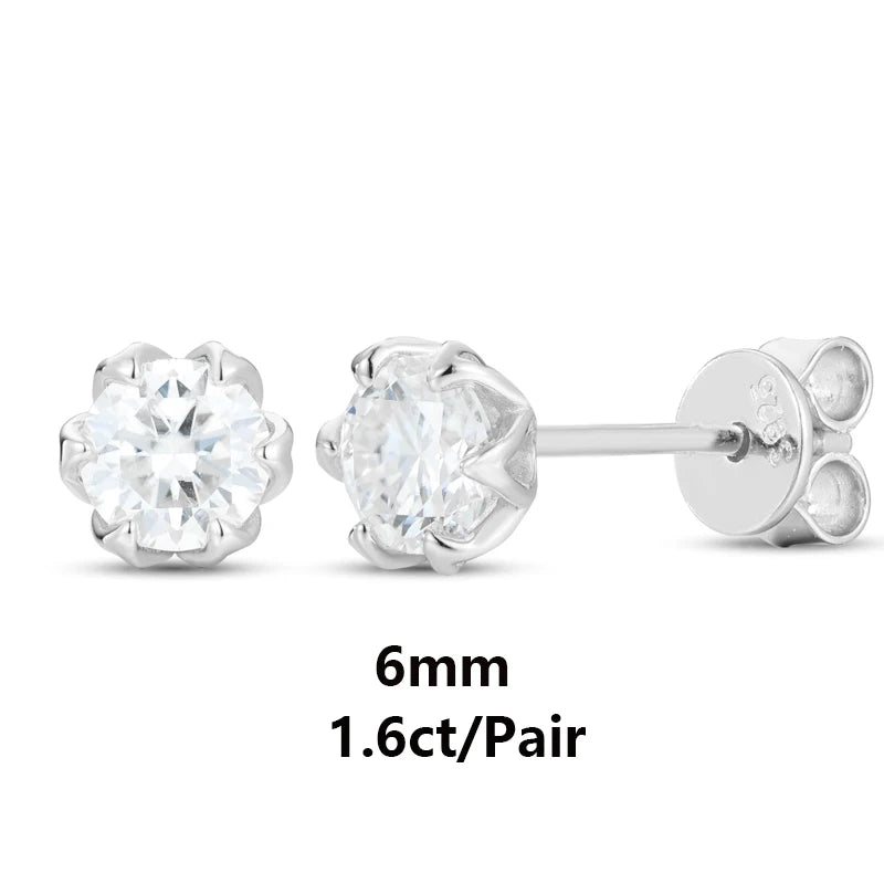 S925 Moissanite Round Flower Stud Earrings - Different Drips