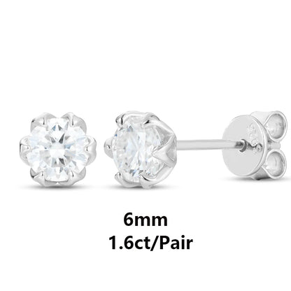 S925 Moissanite Round Flower Stud Earrings - Different Drips