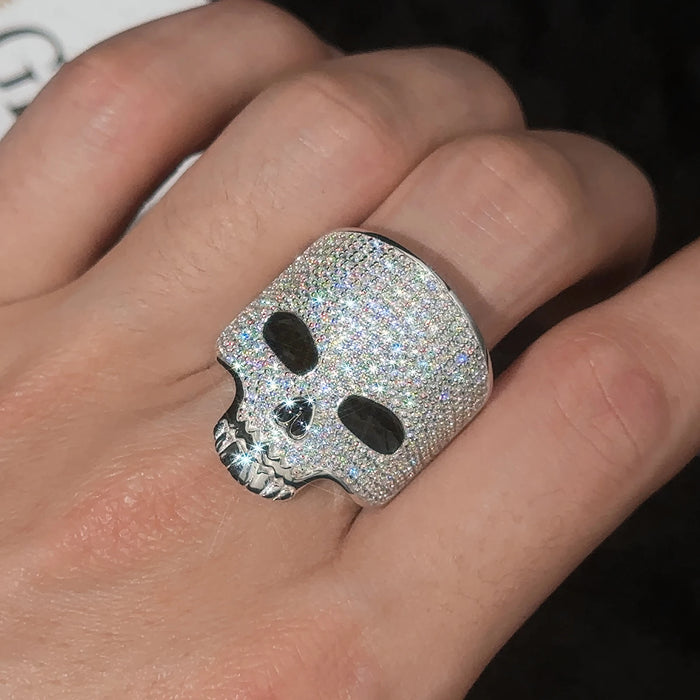 S925 Moissanite Skull Ring - Different Drips