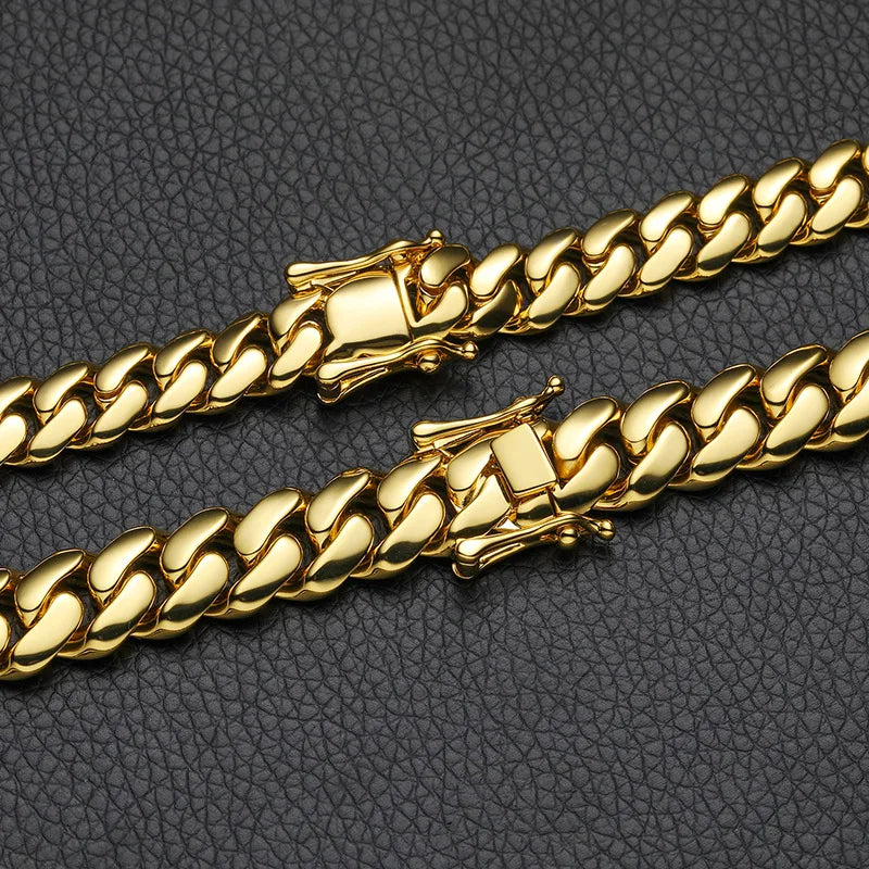 10-22mm Solid 18k Gold Plated Miami Cuban Link Chain - Different Drips