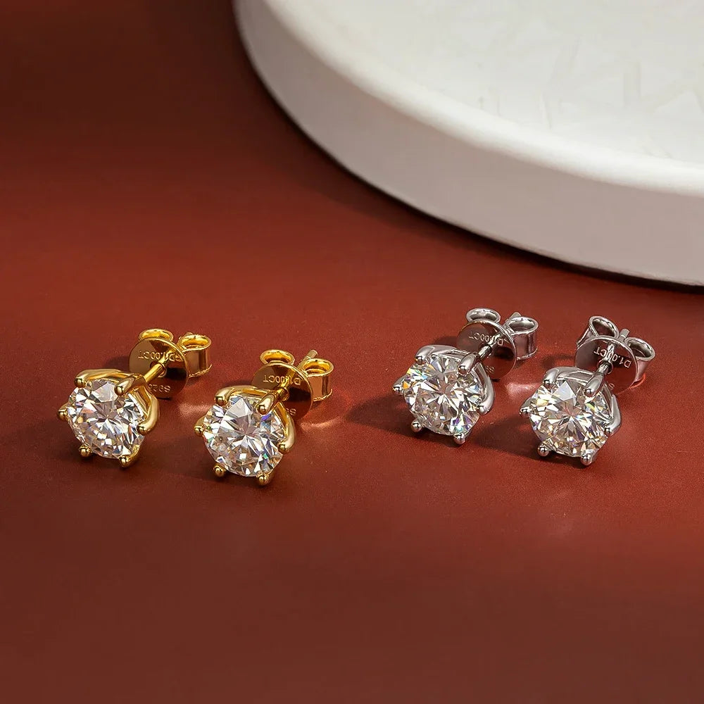 Women's S925 Moissanite Diamond 6-Claw Stud Earrings - Different Drips