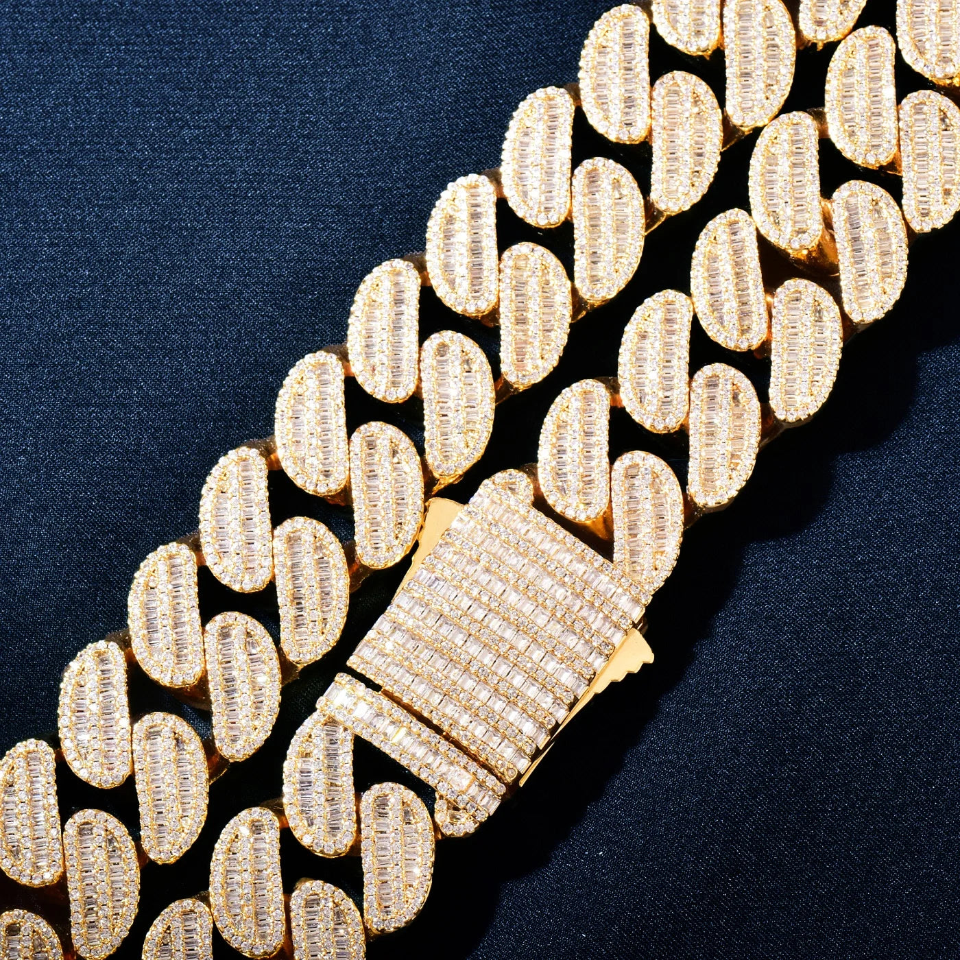 21mm All Over Baguette Cuban Link Chain - Different Drips