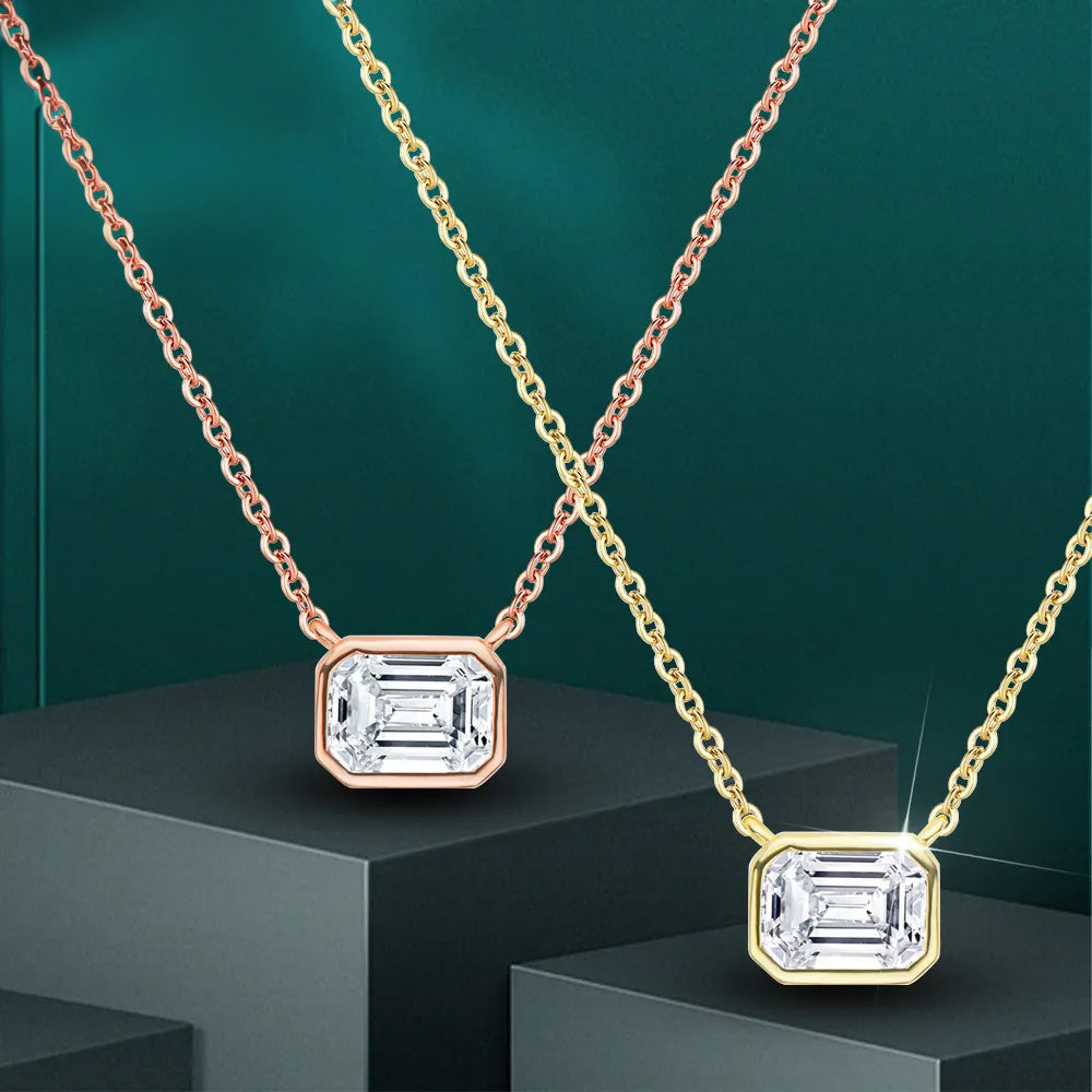 Women's S925 Emerald Cut Moissanite Diamond Pendant - Different Drips