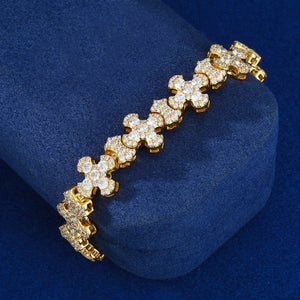 Moissanite Budded Cross Link Tennis Bracelet - Different Drips