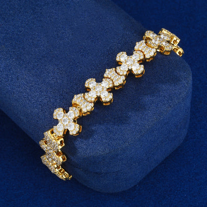 Moissanite Budded Cross Link Tennis Bracelet - Different Drips