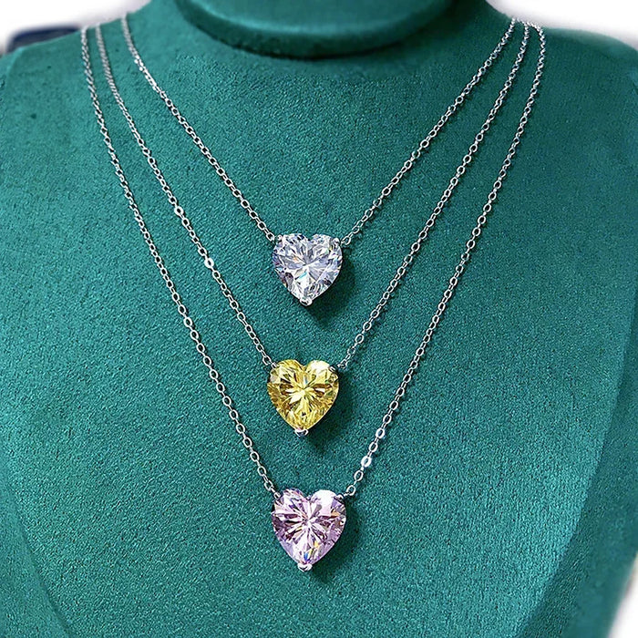 Women's S925 Heart Cut Moissanite Diamond Pendant - Different Drips