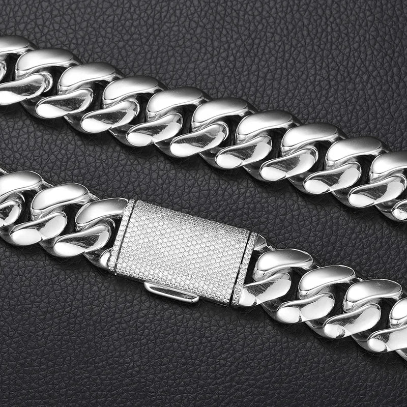 8-22mm Solid 18k Miami Cuban Link Chain w/Iced Clasp - Different Drips