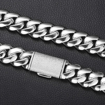 8-22mm Solid 18k Miami Cuban Link Chain w/Iced Clasp - Different Drips