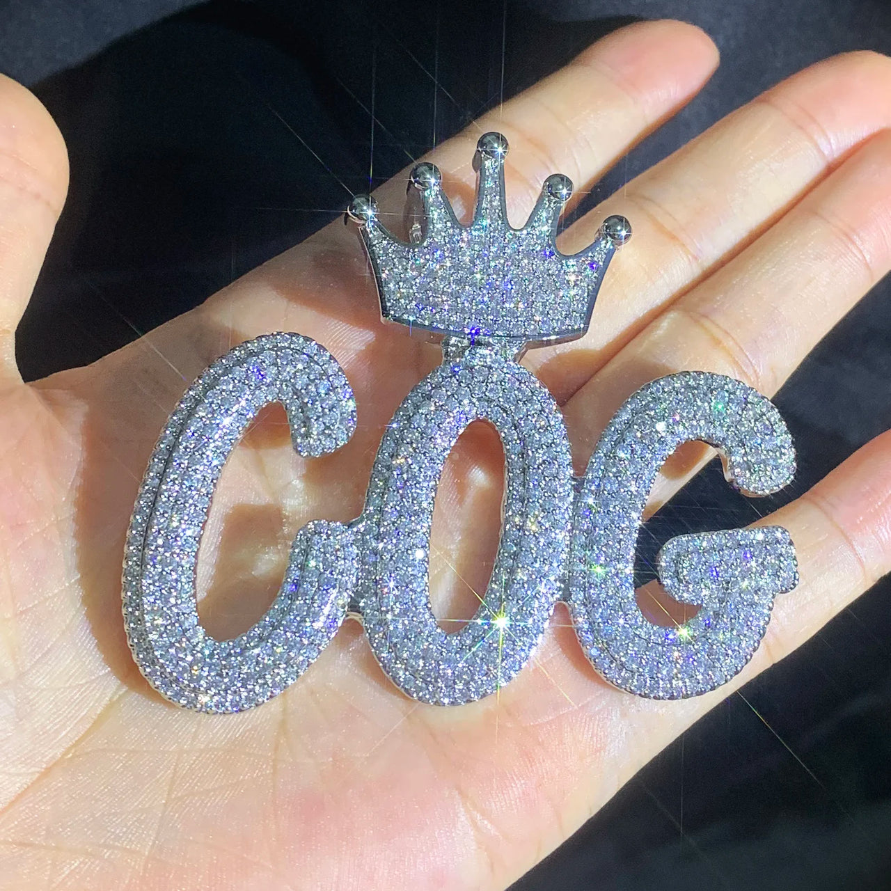Layered Italic Crown Bail Custom Letter Pendant - Different Drips