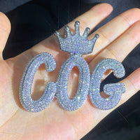Thumbnail for Layered Italic Crown Bail Custom Letter Pendant - Different Drips